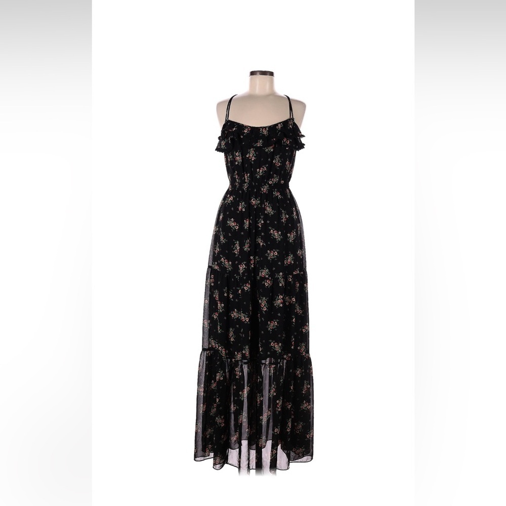 Vintage Guess Black Floral Maxi Dress size 8